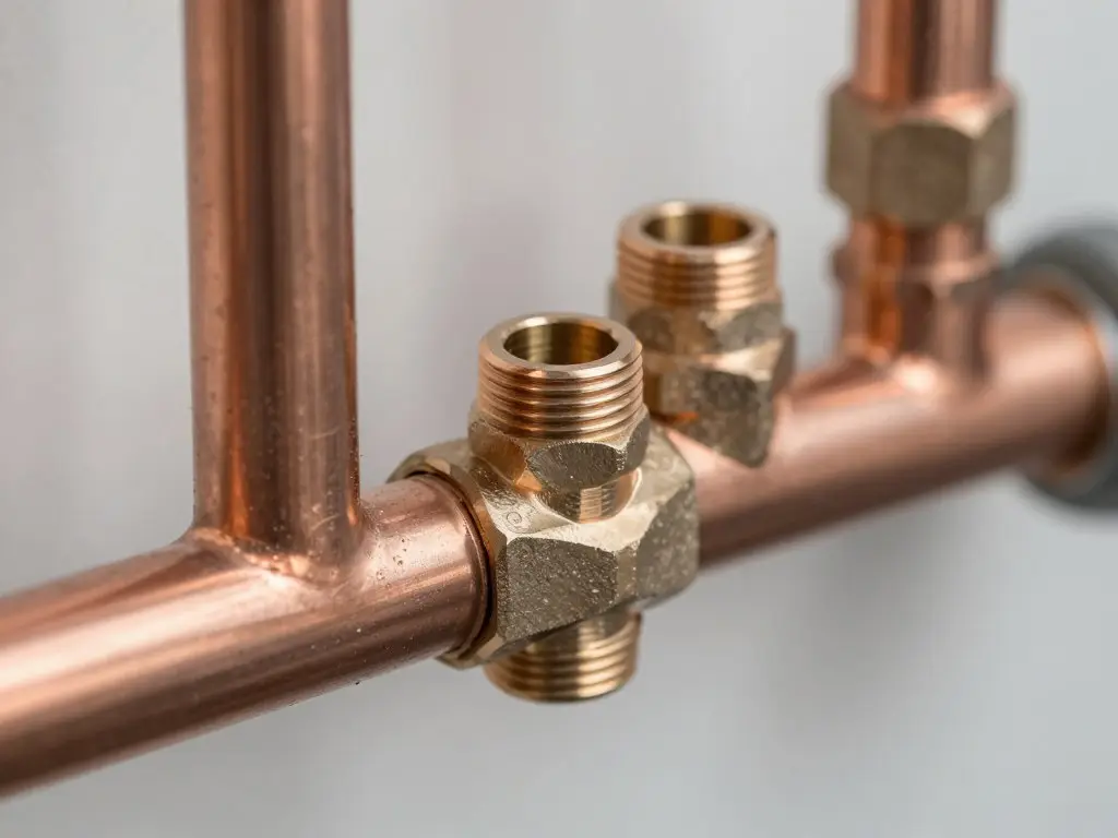 Detailaufnahme qualitativ hochwertiger Pressfittings bei Heizungsinstallation Bremerhaven