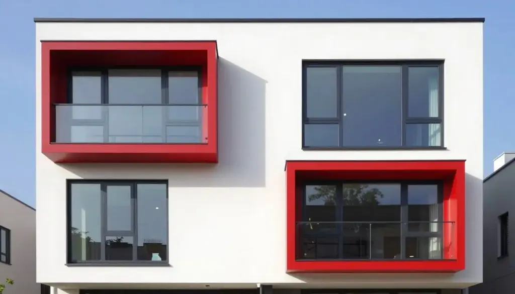 Farbige Aluminiumfenster in modernem Haus