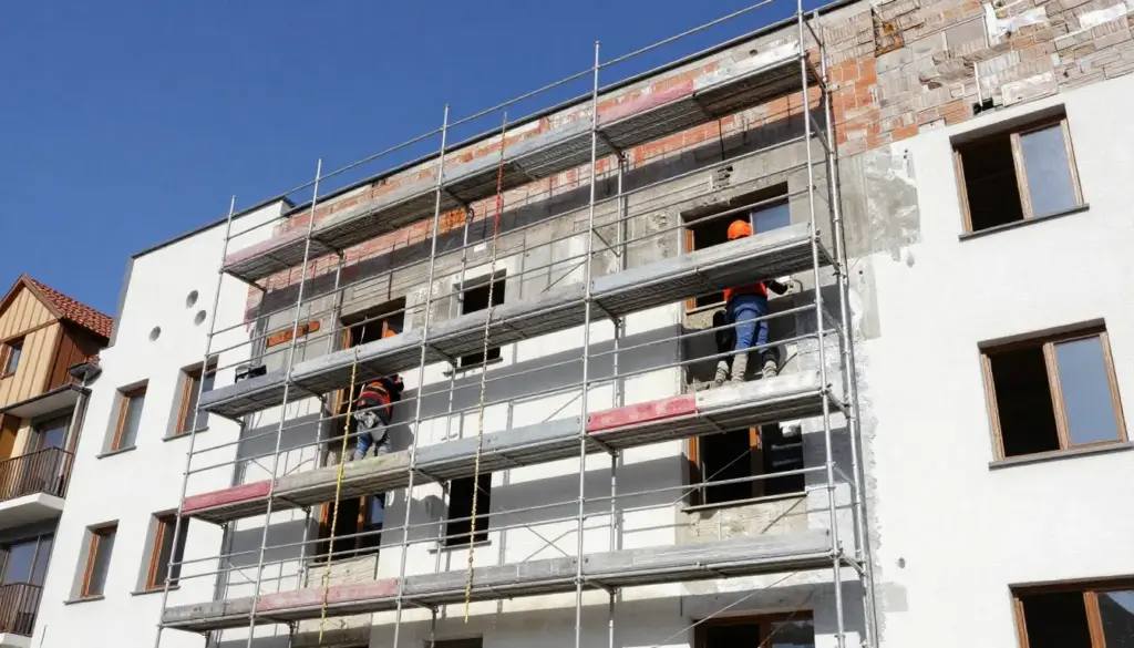 Fassadensanierung an Wohnhaus in Hude bei gutem Wetter