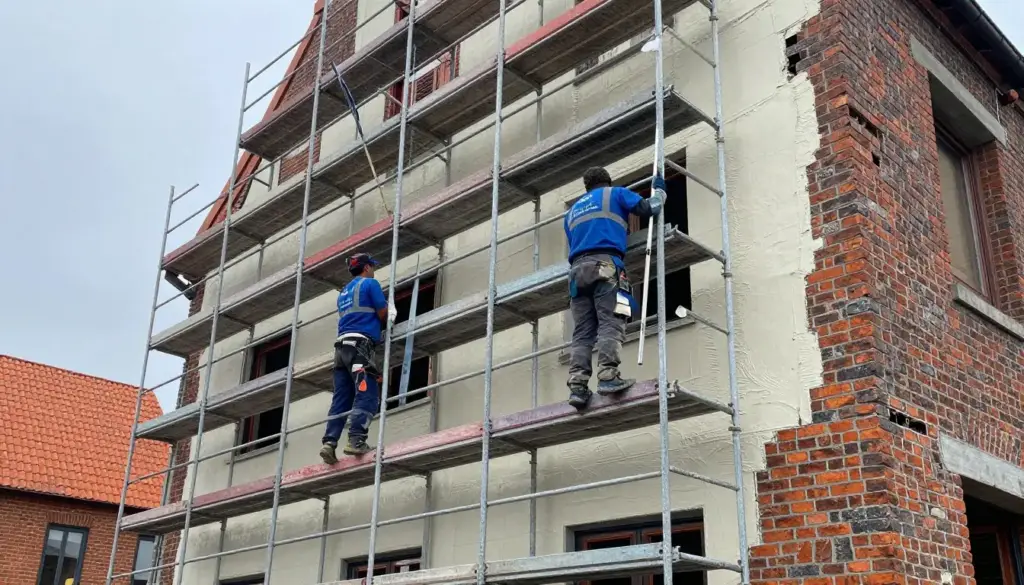 Fassadenverputz Außenputz Arbeiten Bremerhaven Wohnhaus Gerüst