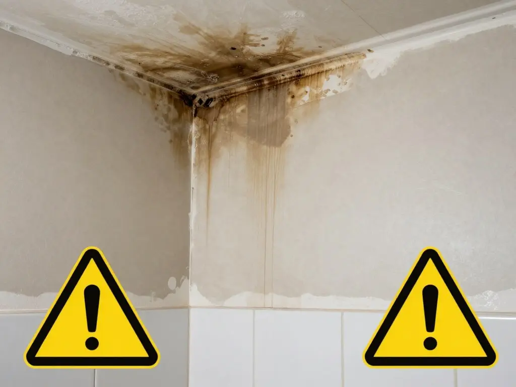 Feuchtigkeitsschaden durch falsche Gipskartonplatte im Badezimmer