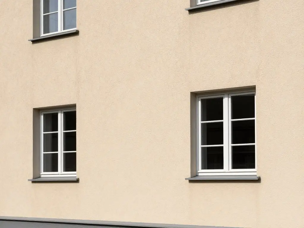 Frisch verputzte Außenfassade mit Strukturputz