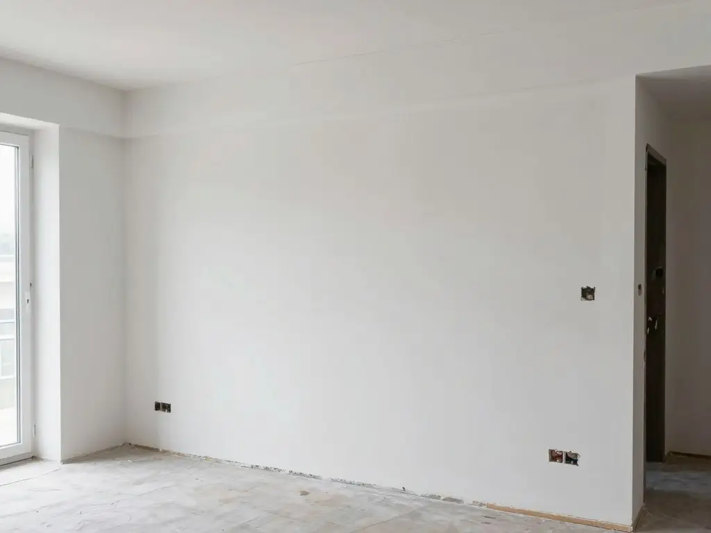 Frisch verputzte Innenwand in Wohnraum Achim