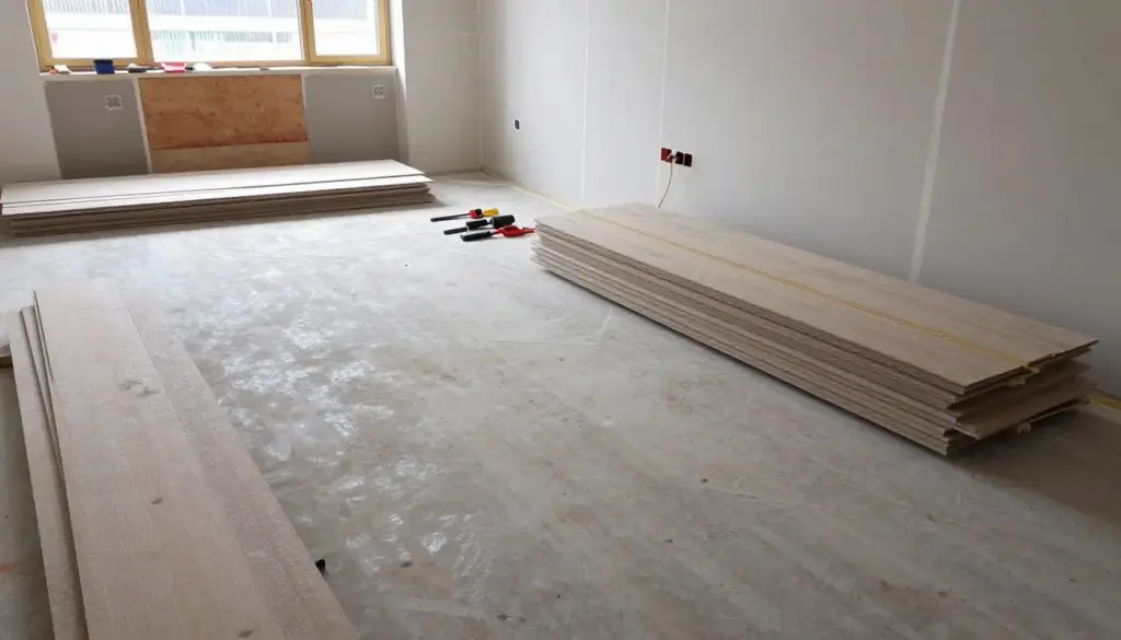 Geordnete Baustelle bei Innenausbauarbeiten