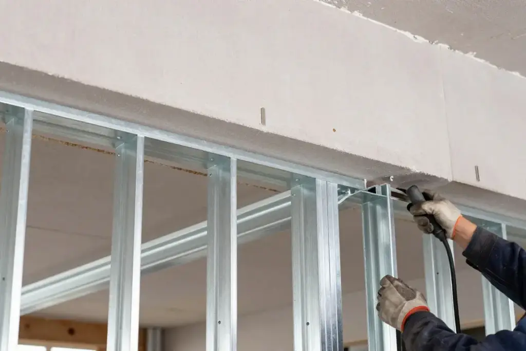 Metallständerwerk für Trockenbaukonstruktion mit präziser Ausrichtung