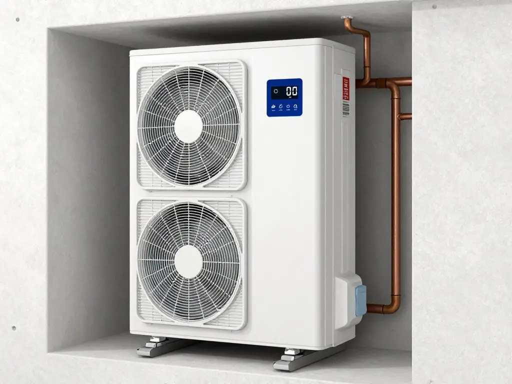 Moderne Heizungsanlage mit Wärmepumpe in Wohnhaus
