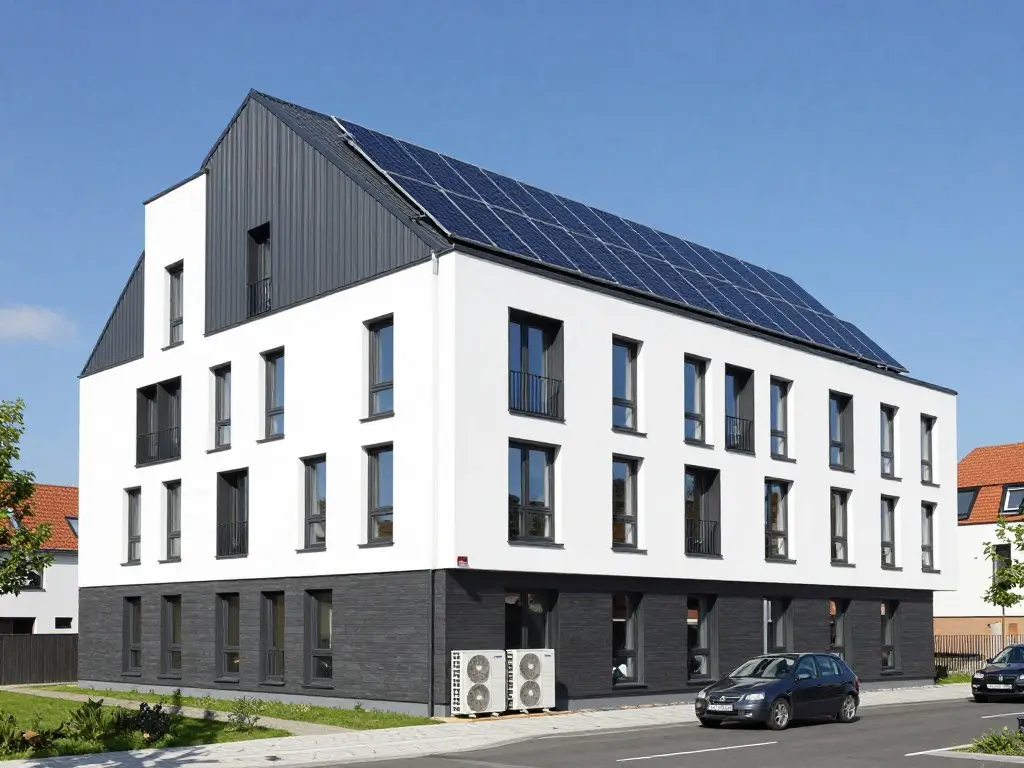 Moderner Neubau mit Wärmepumpe und Photovoltaikanlage fertig