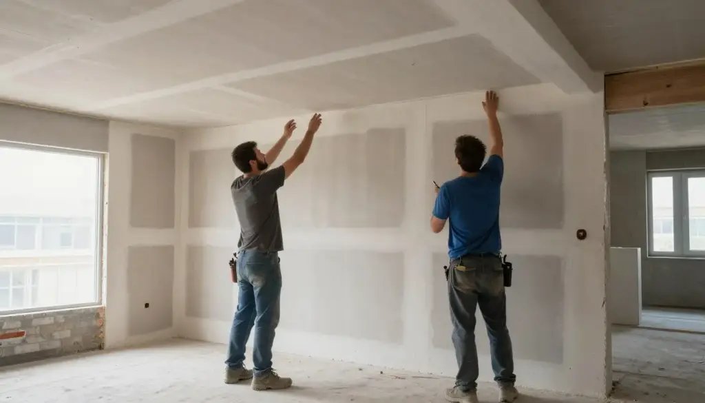 Montage von Gipskartonplatten im Trockenbau