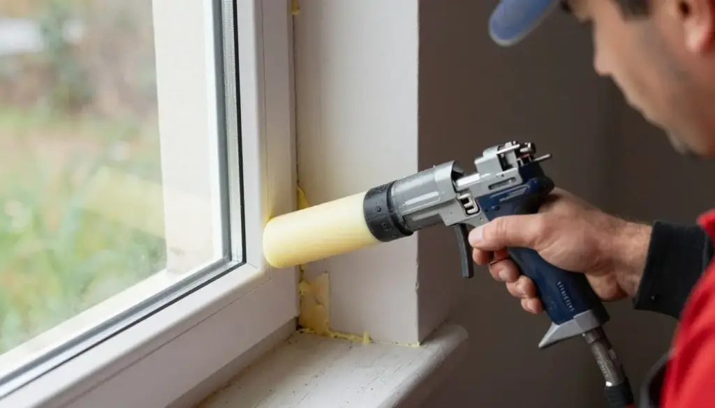 Montageschaum im Fensterfugenbereich