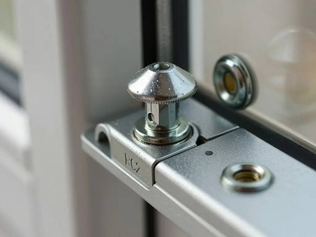 Nahaufnahme Pilzkopfverriegelung Fensterbeschlag Einbruchschutz