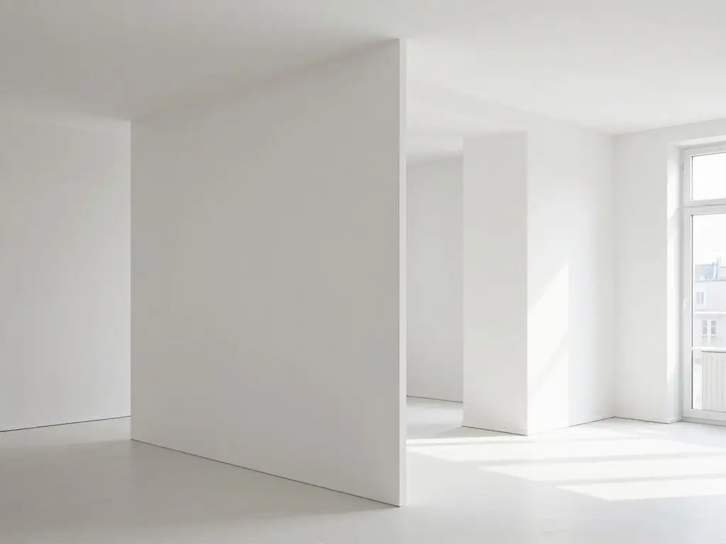 Neue Trockenbauwand als Raumteiler in modernem Wohnraum