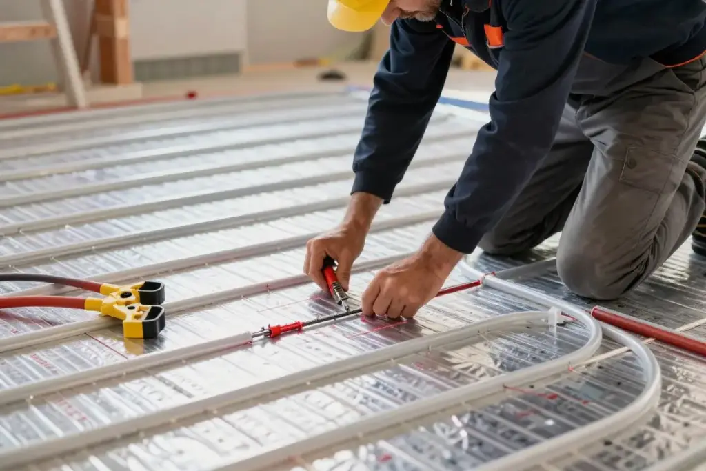 Professionelle SHK Installation mit modernen Werkzeugen und Geräten