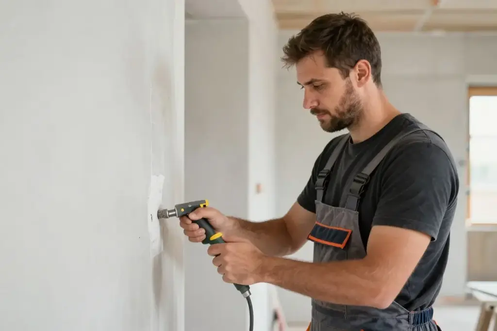 Professioneller Trockenbauer bei der Arbeit in Syke