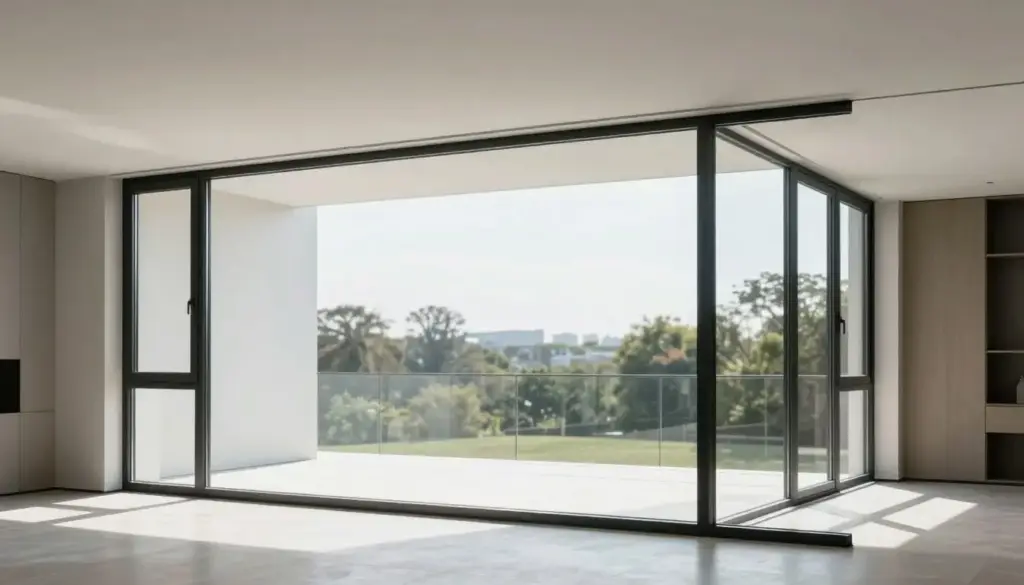 Schmales Aluminiumfenster mit großer Glasfläche