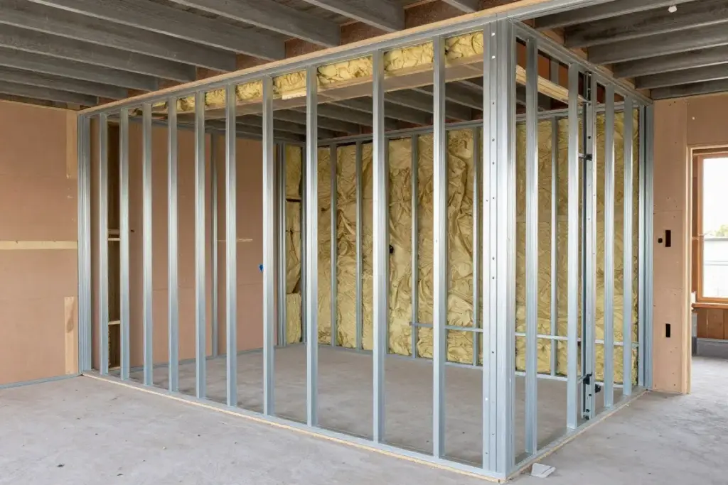 Trennwand aus Trockenbau mit Ständerwerk und Dämmung in Syke