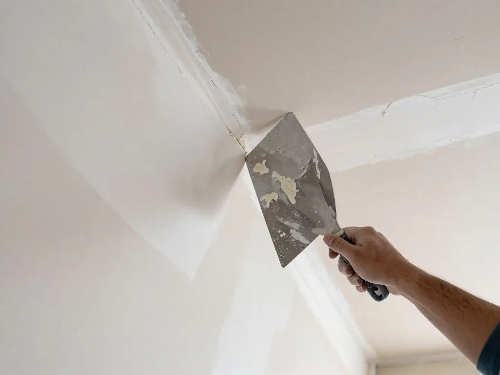 Trockenbau Wand wird verspachtelt vor Verputzen