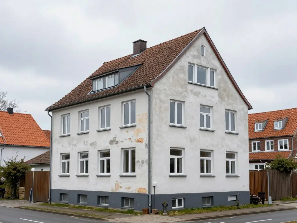 Typisches Einfamilienhaus in Norderstedt mit sanierungsbedürftiger Fassade
