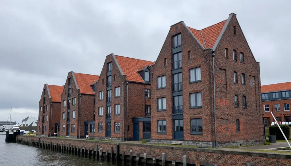 Typisches Wohngebäude in Bremerhaven mit Blick auf maritime Umgebung
