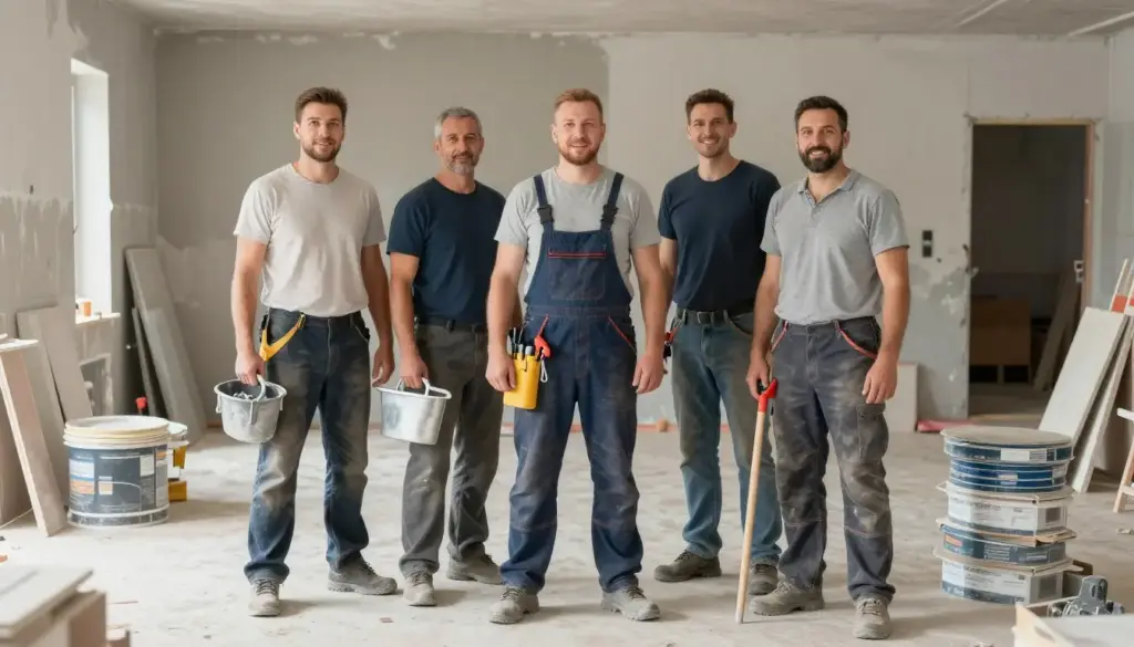 Verputzer Team bereit für neues Projekt Bremerhaven Handwerk Qualität