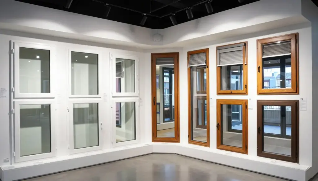 Verschiedene Fenstertypen und Materialien ausgestellt in Hamburger Fensterbauer Showroom