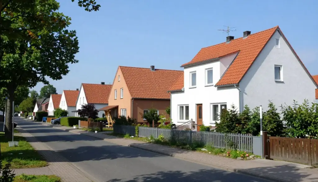 Wohngebiet in Weyhe mit typischen Einfamilienhäusern für Fliesenleger-Projekte
