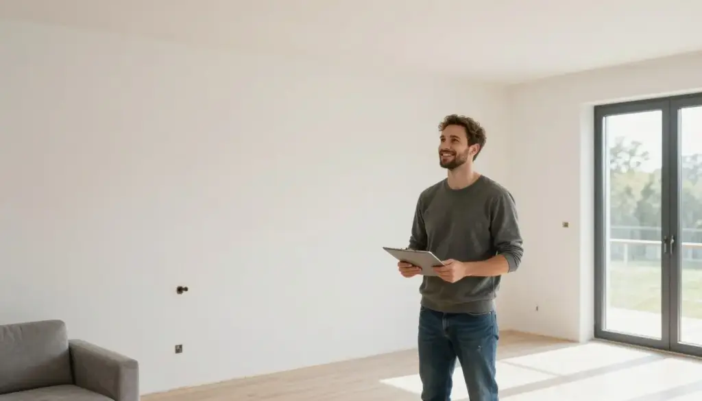 Zufriedener Hausbesitzer in modernisiertem Wohnraum nach Trockenbau-Arbeiten in Rotenburg