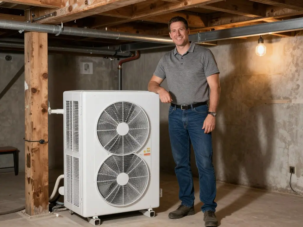 Zufriedener Hausbesitzer mit neuem Heizsystem